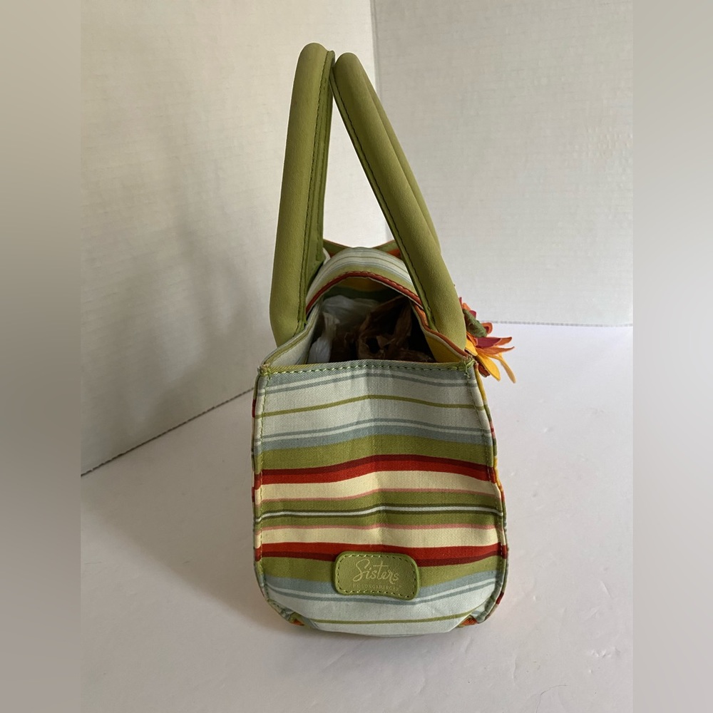 VTG SISTERS BY LONGABER GIRLS SUNFLOWER PURSE COLOR STRIPES. METAL STUDS BOTTOM - Picture 4 of 10